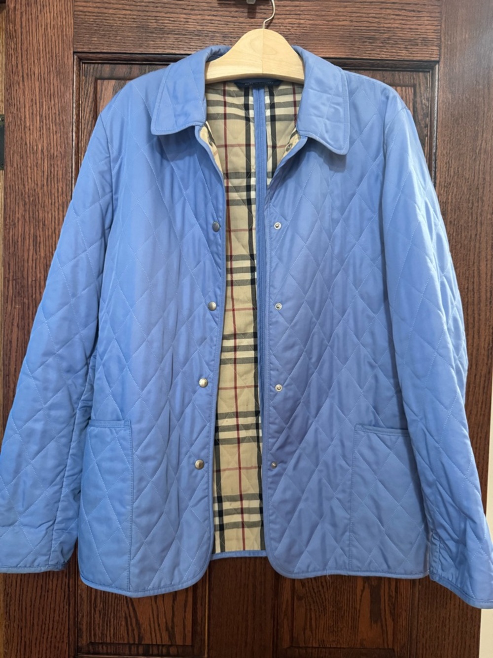 Vintage Burberry Blue Quilted Jacket with Classic Check Lining